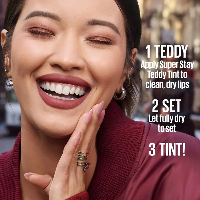 Super Stay Teddy Tint, 12HR Wear, Lightweight, Long Lasting and Smudge Proof Soft Matte Lipstick