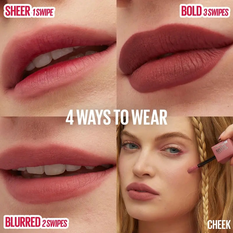 Super Stay Teddy Tint, 12HR Wear, Lightweight, Long Lasting and Smudge Proof Soft Matte Lipstick