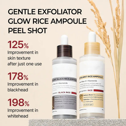 Peel Shot Glow Rice Ampoule Duo - Serums for Brightening, Exfoliating, and Moisturizing - Suitable for All Skin Types