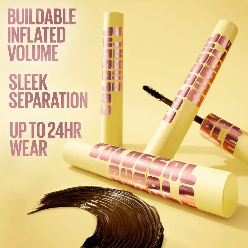 Colossal Bubble Mascara, get Buildable Volume and Length for Bold, Separated Lashes, for 24HR